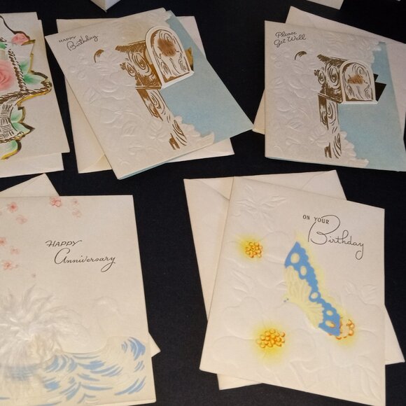 Lot '40s/'50s Era Assorted Greeting Cards-Never Used-67 Pieces + Boxes - Picture 4 of 15